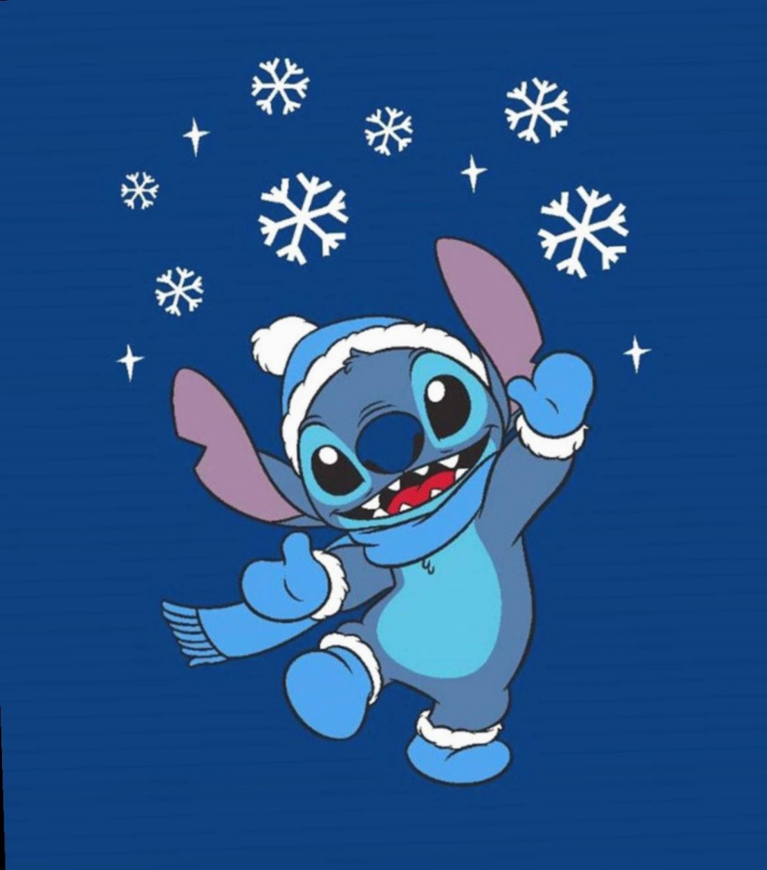 Download Happy Christmas Stitch In Dark Blue Wallpaper