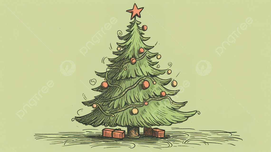 Drawing Of A Christmas Tree Background, Picture Of A Christmas