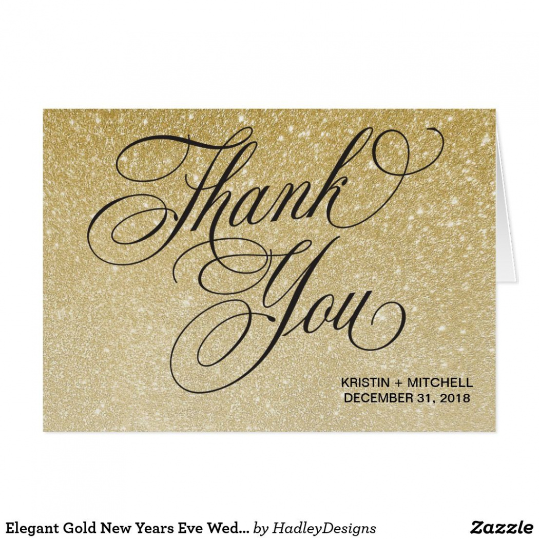 Elegant Gold New Years Eve Wedding Thank You Card  Zazzle