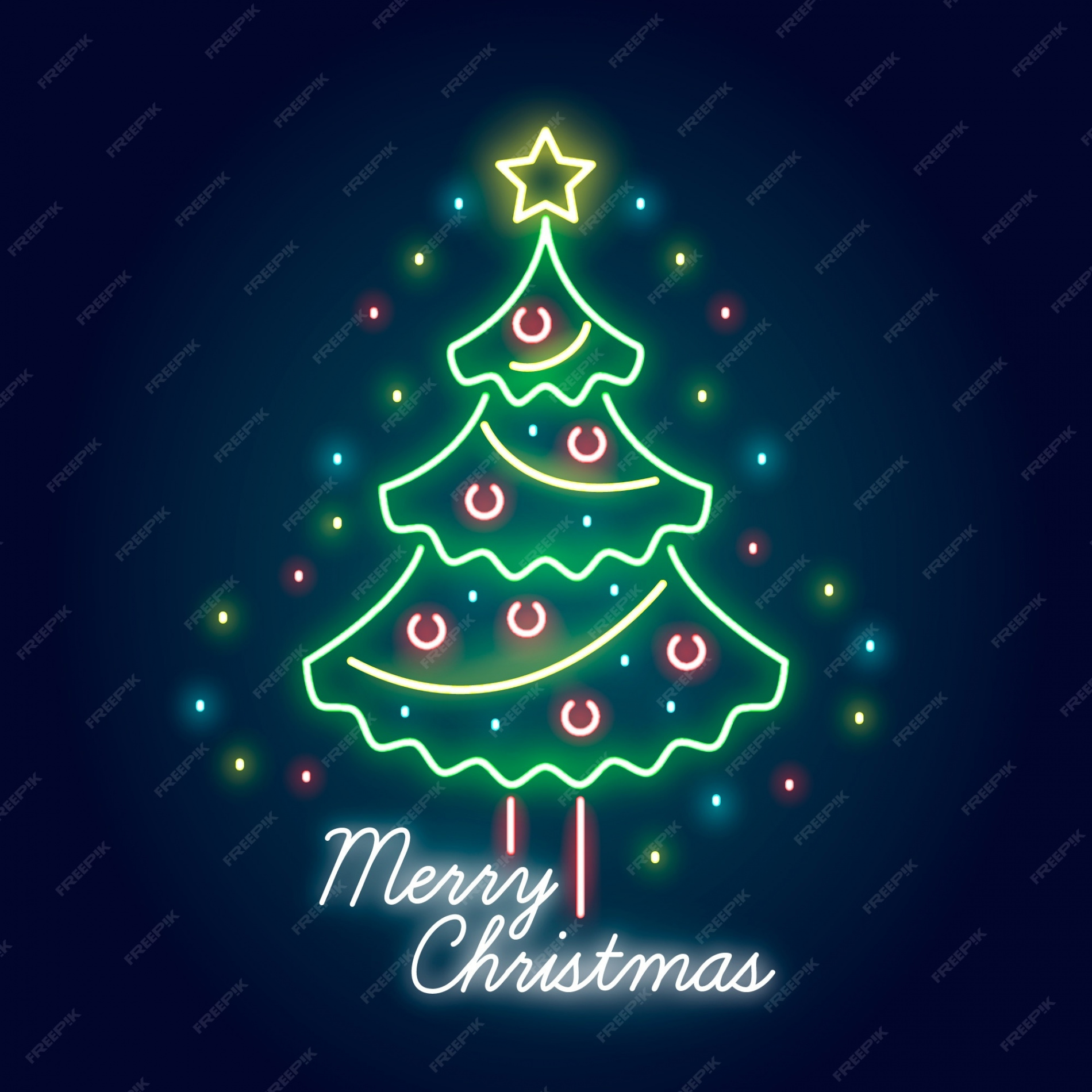 Free Vector  Neon christmas tree background