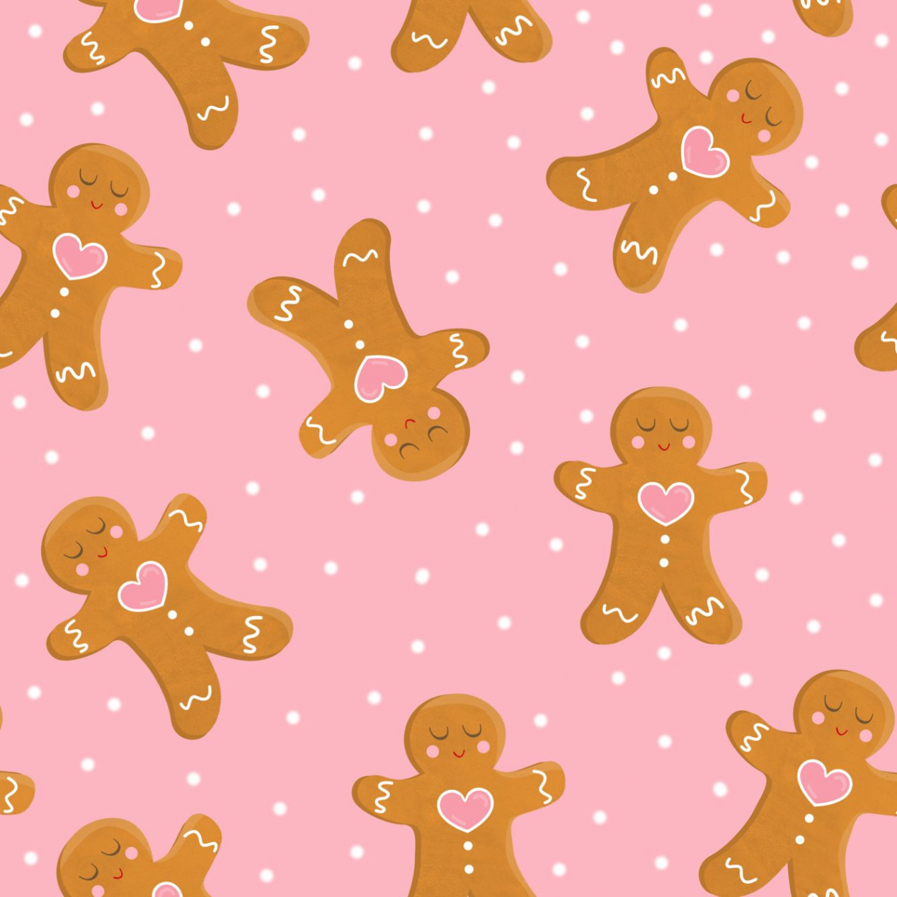 Gingerbread man Christmas pattern illustration  Cute christmas