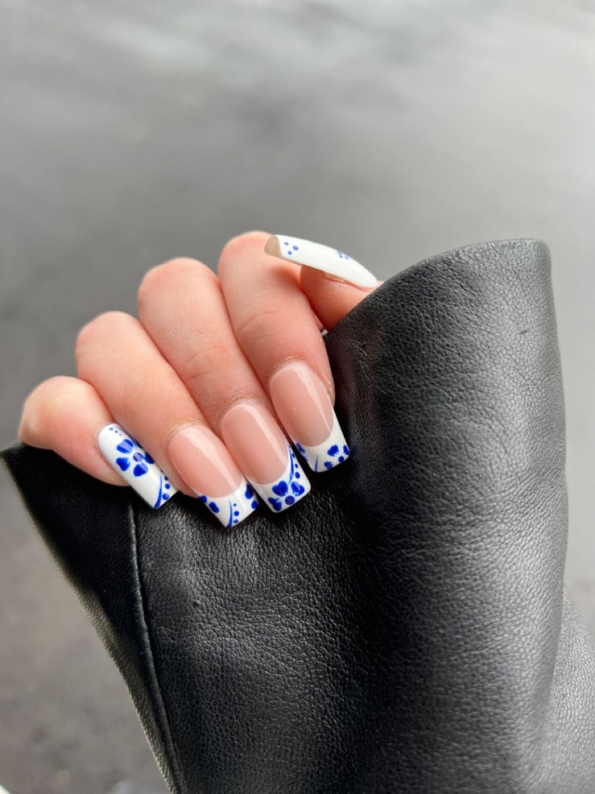greece inspired nails 🇬🇷  Classy acrylic nails, Purple nails