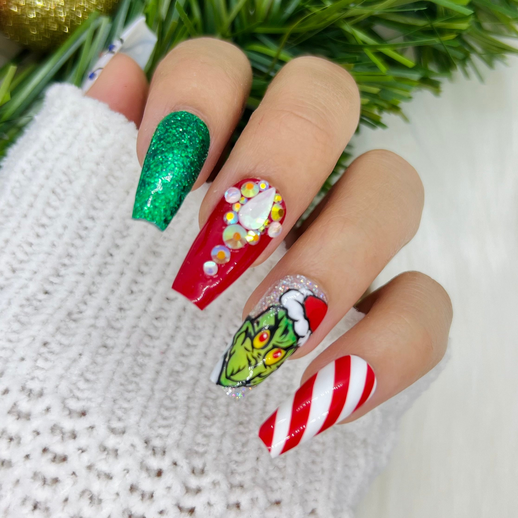 Grinch Press On Nails Glue On Nails Short Nails Stick On Nails