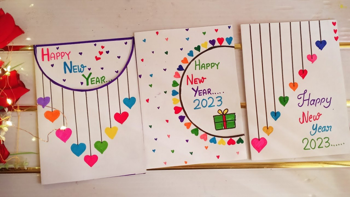 Happy New Year Card  / easy and Beautiful new year greeting card / Diy  new year card ideas