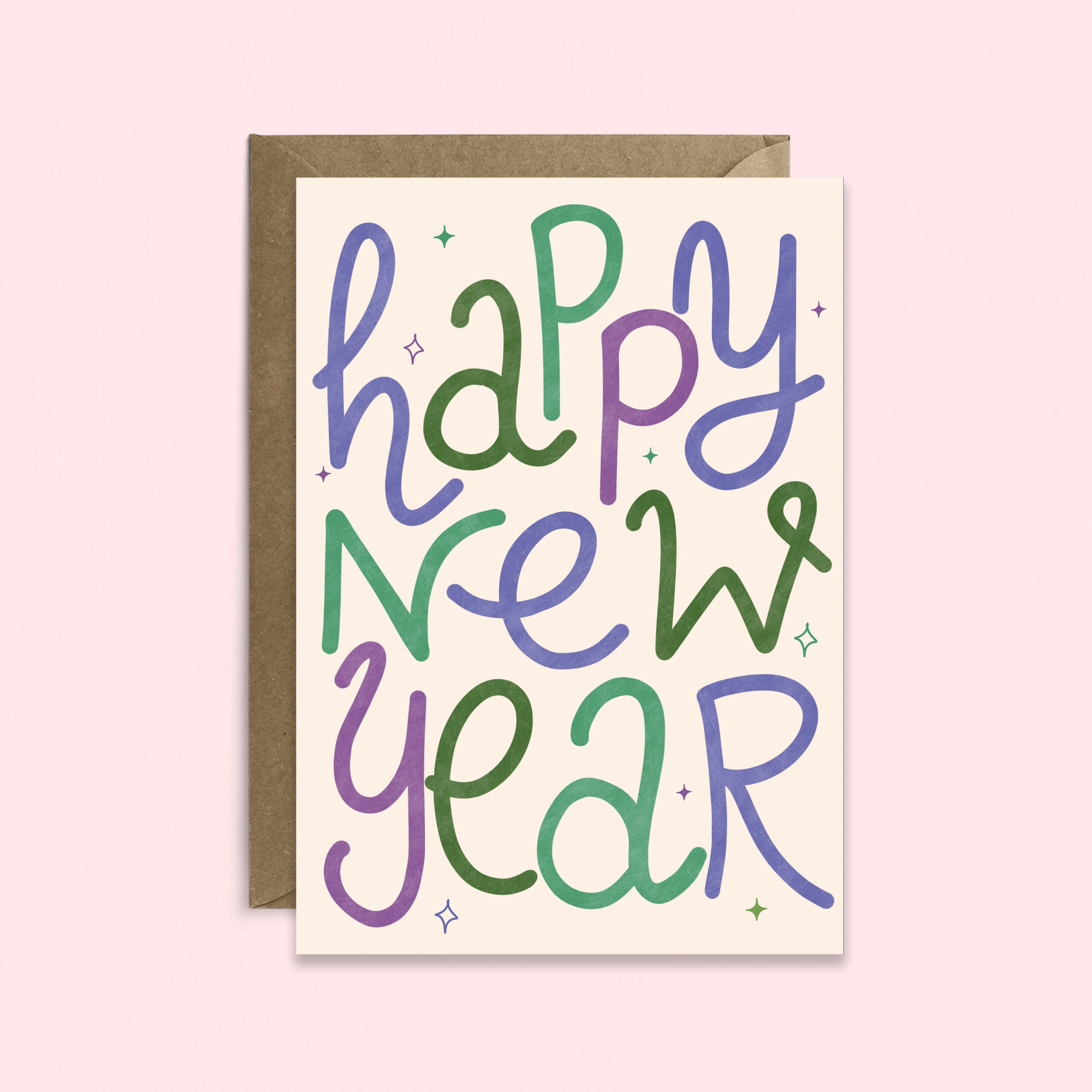 Happy New Year Card  Typography Card  NYE Card  Seasonal