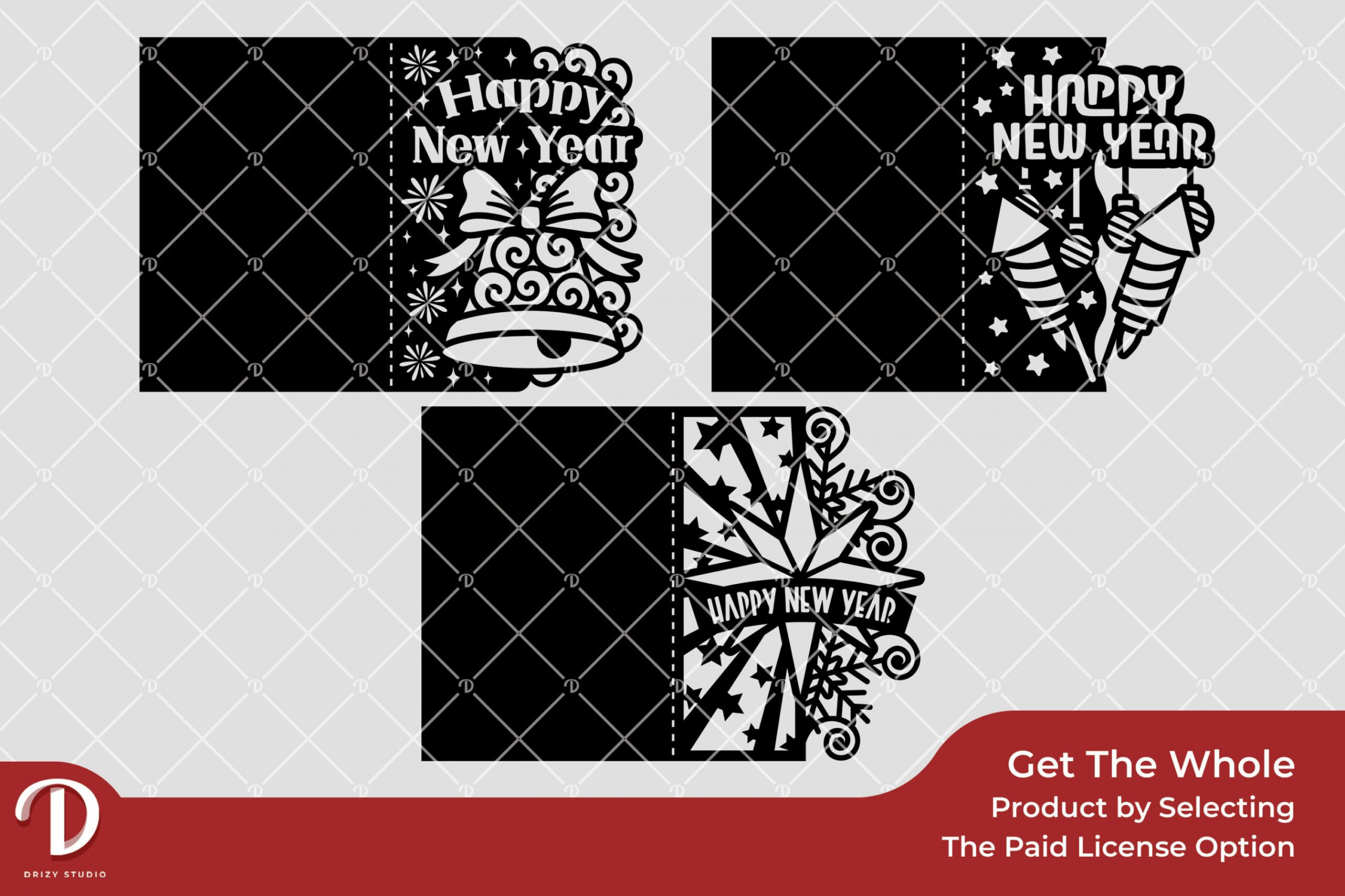 Happy New Year Greeting Card SVG -  Variations - Drizy Studio