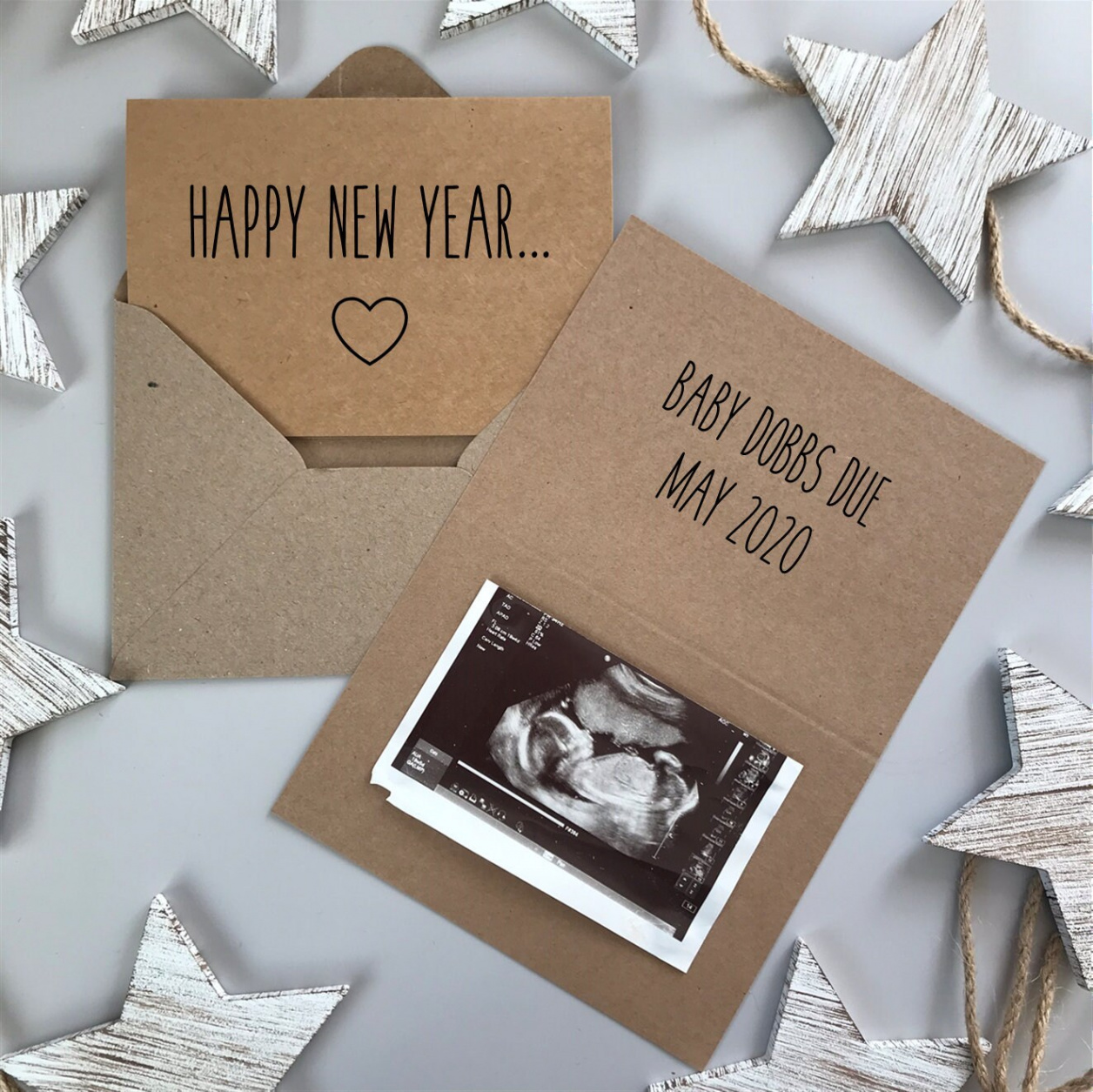 Happy New Year Pregnancy Announcement Card, Baby Announcement