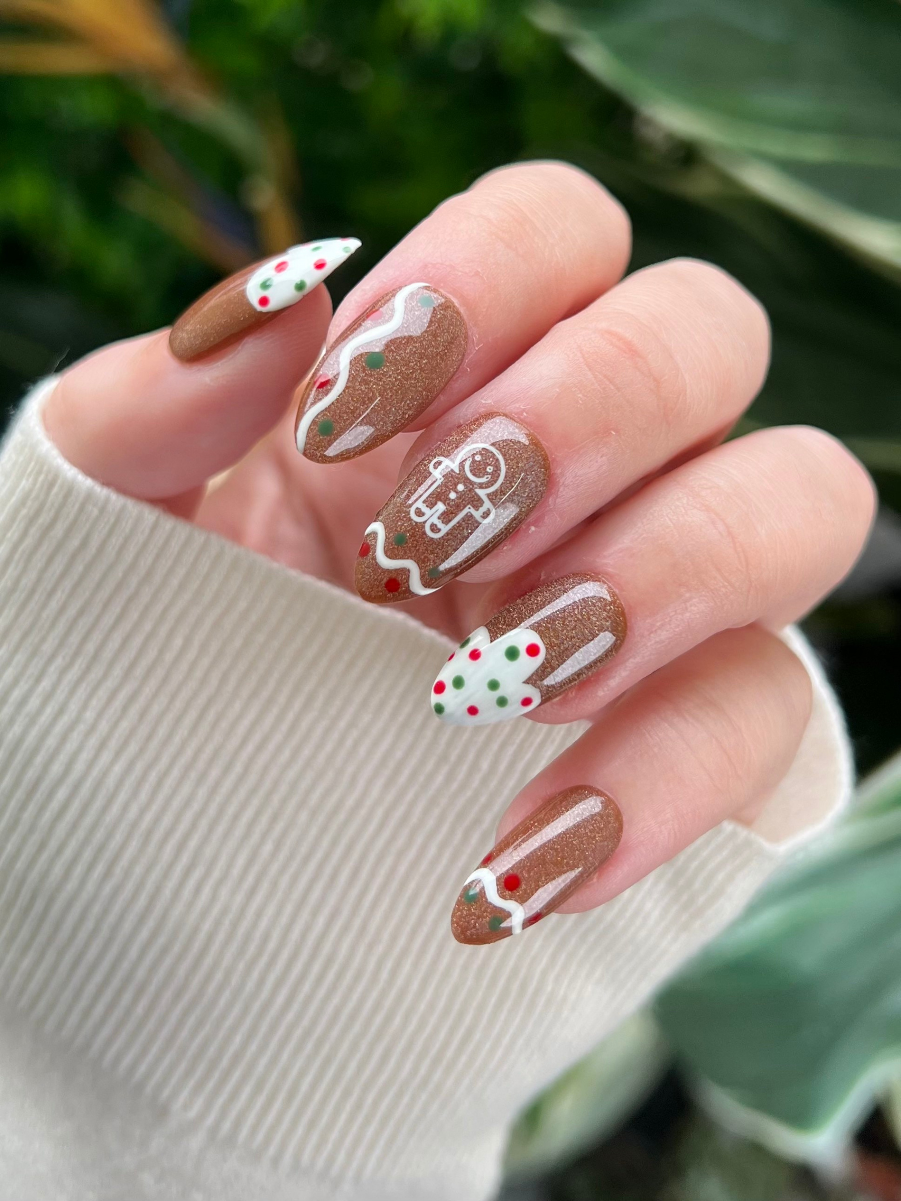 Holographic Gingerbread Press On Nails Christmas Nails Holiday