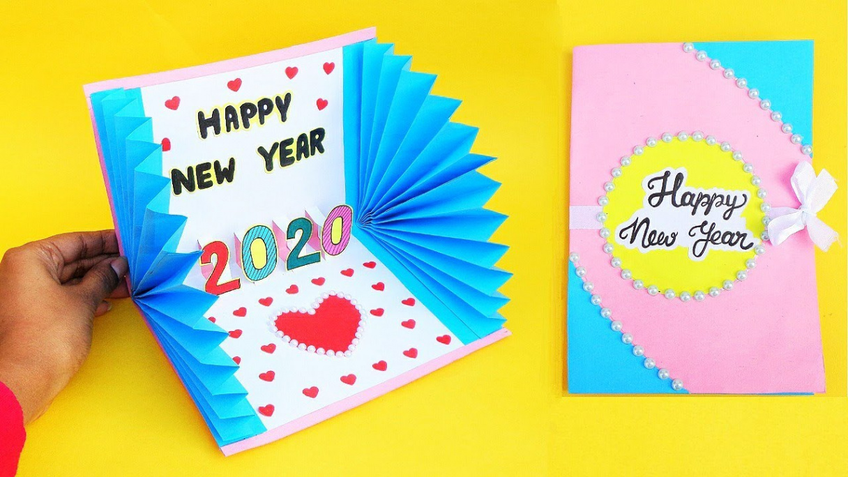 How to make New Year D Pop Up Card/Handmade Easy Greetings Card for Happy  New Year