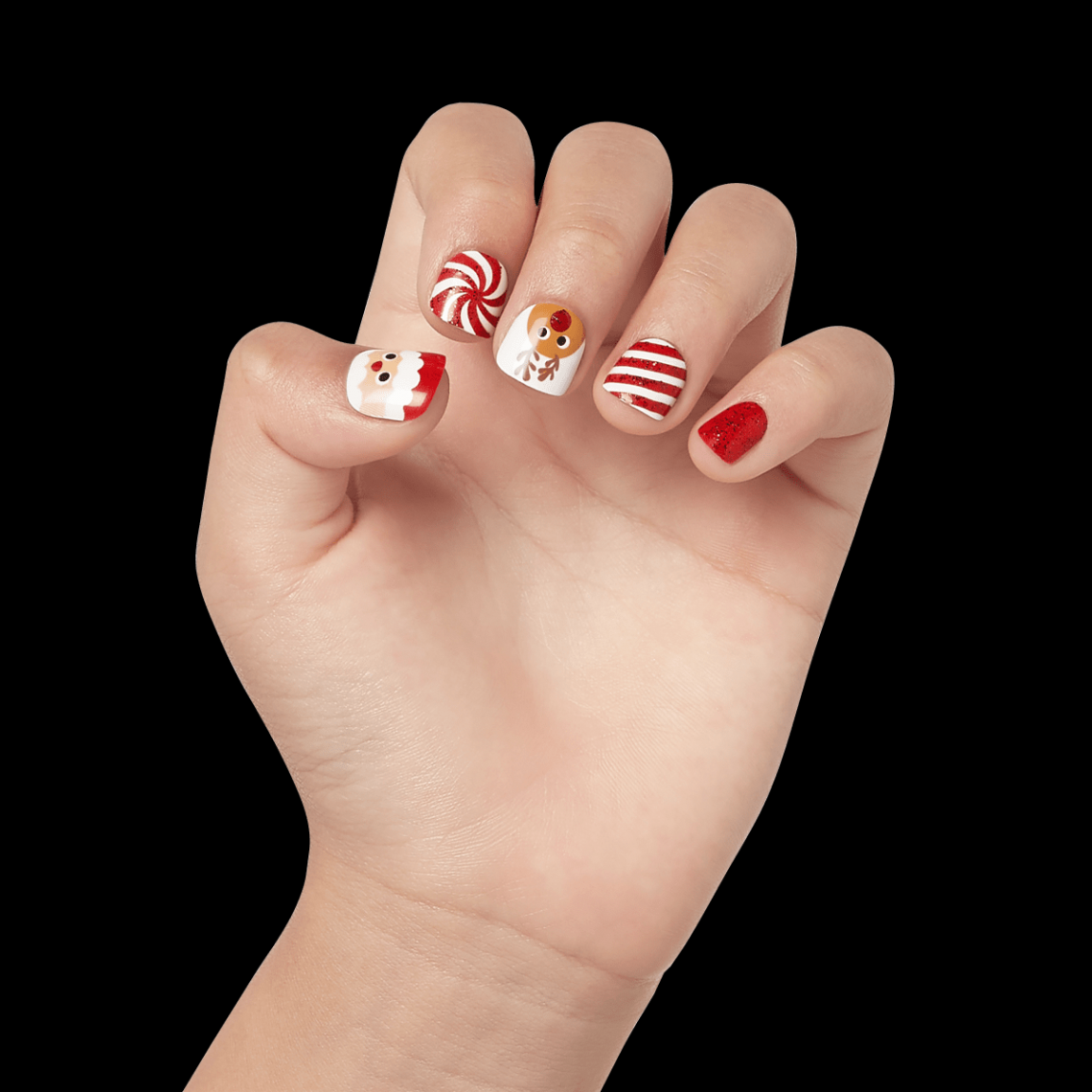 imPRESS MINI Holiday Press-On Nails for Kids, No Glue Needed, Red