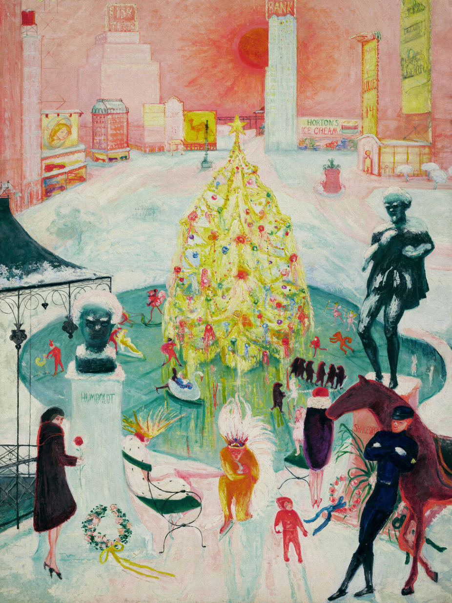 Kunstdruck Pink Christmas (Retro Shopping during Xmas / Festive Christmas  Tree & Decoration) - Florine Stettheimer