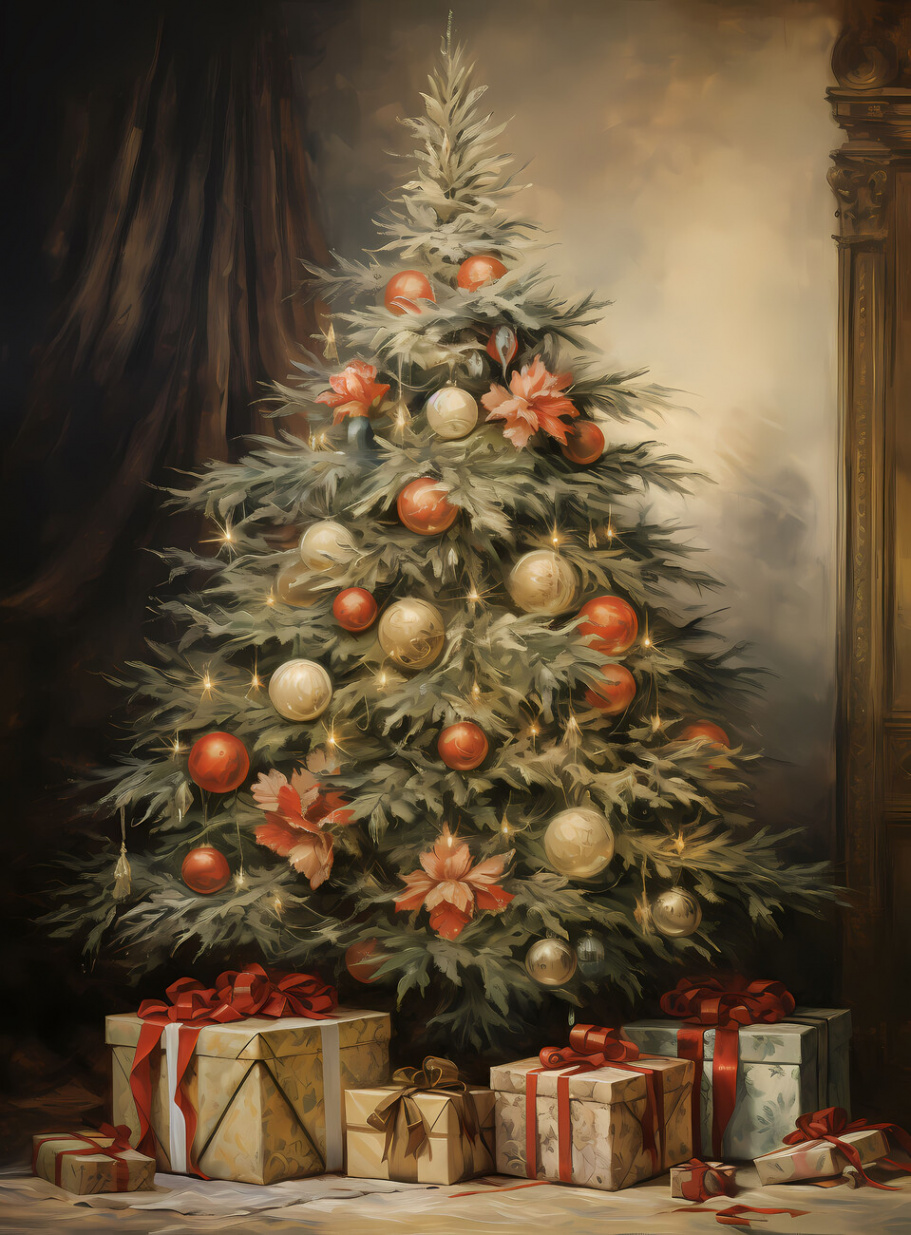 Künstlerische Illustration  Vintage Christmas Tree  Europosters