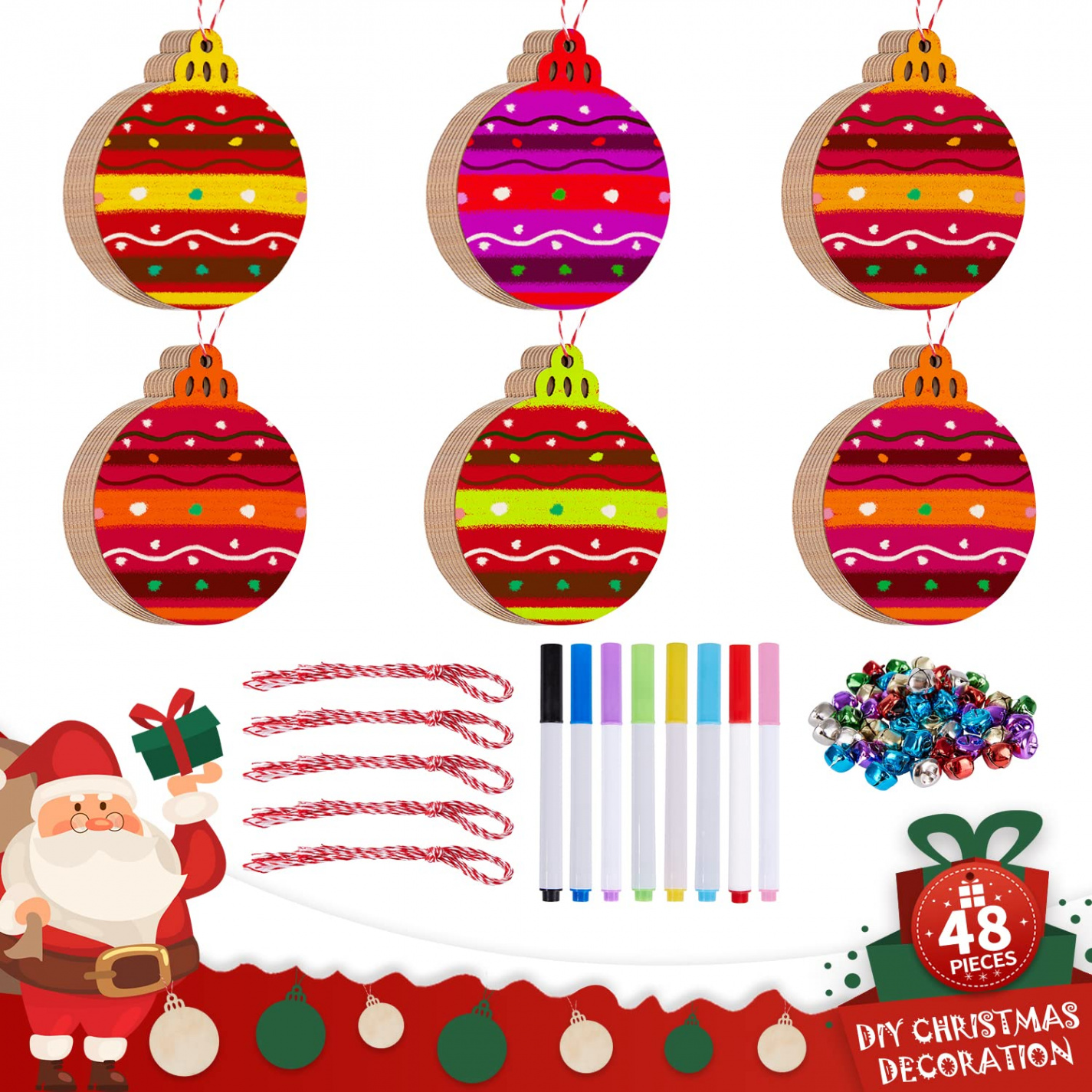 Lanpn Wooden Christmas Tree Pendant Craft Set, Empty Round Wooden Discs  Cutouts Christmas Crafts for Children Toddler DIY Craft Christmas Tree  Hanging