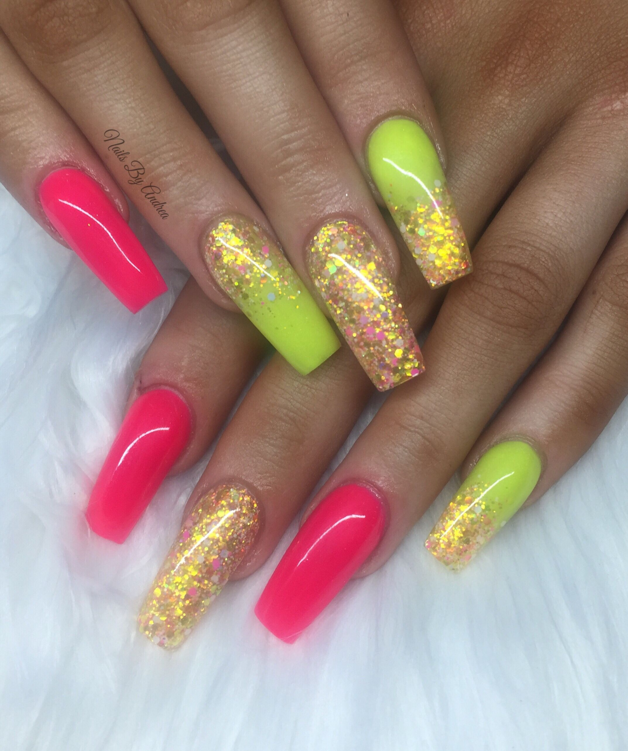 Long Neon Bright Spring Summer Nails Holiday  Bright summer