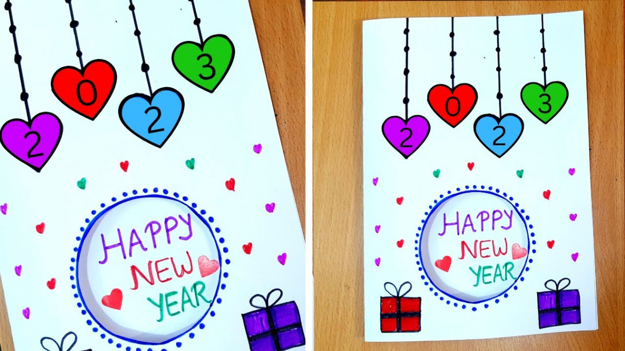 New Year Card for Beginners I Happy New Year Card   How to make New  Year Greeting Card