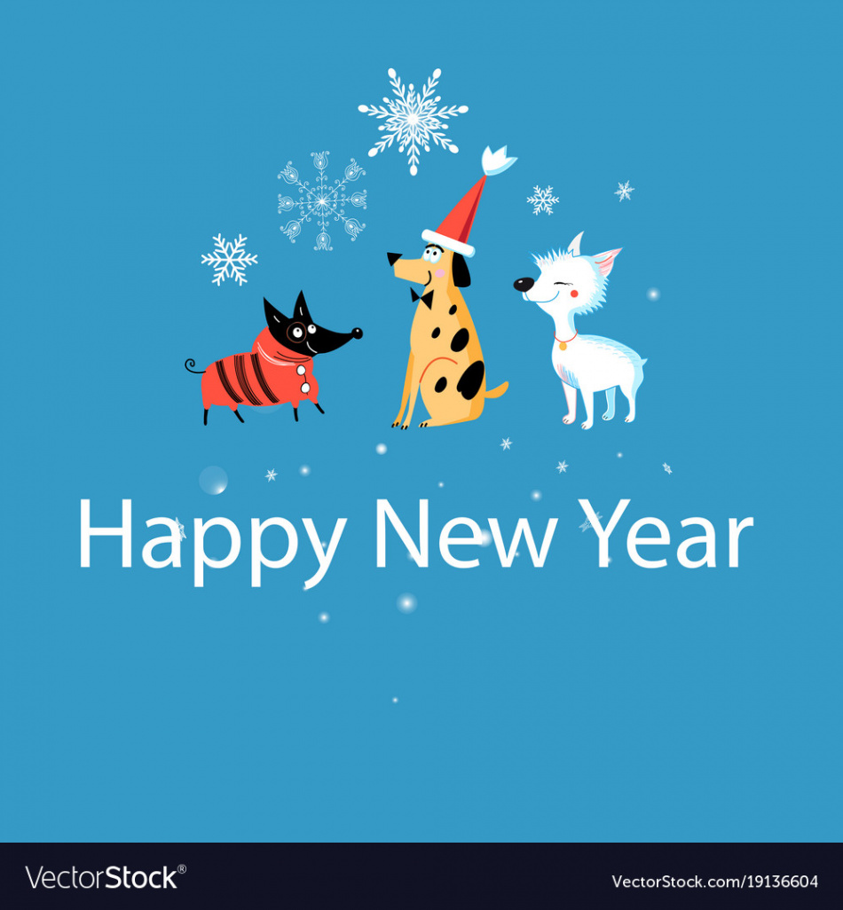 New years greeting card with funny dogs Royalty Free Vector