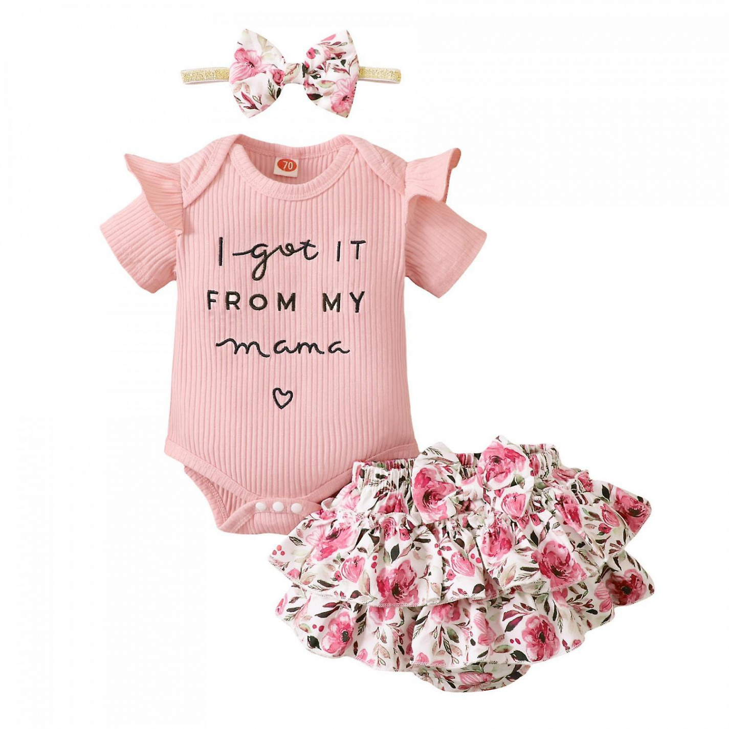 Newborn Baby Girl Clothes Romper Shorts Set Floral Summer Outfits Cute Baby  Clothes --- Pinksize