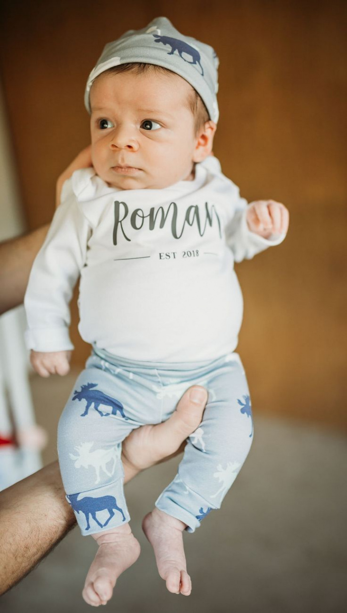 newborn boy coming home outfit, personalized, winter or spring