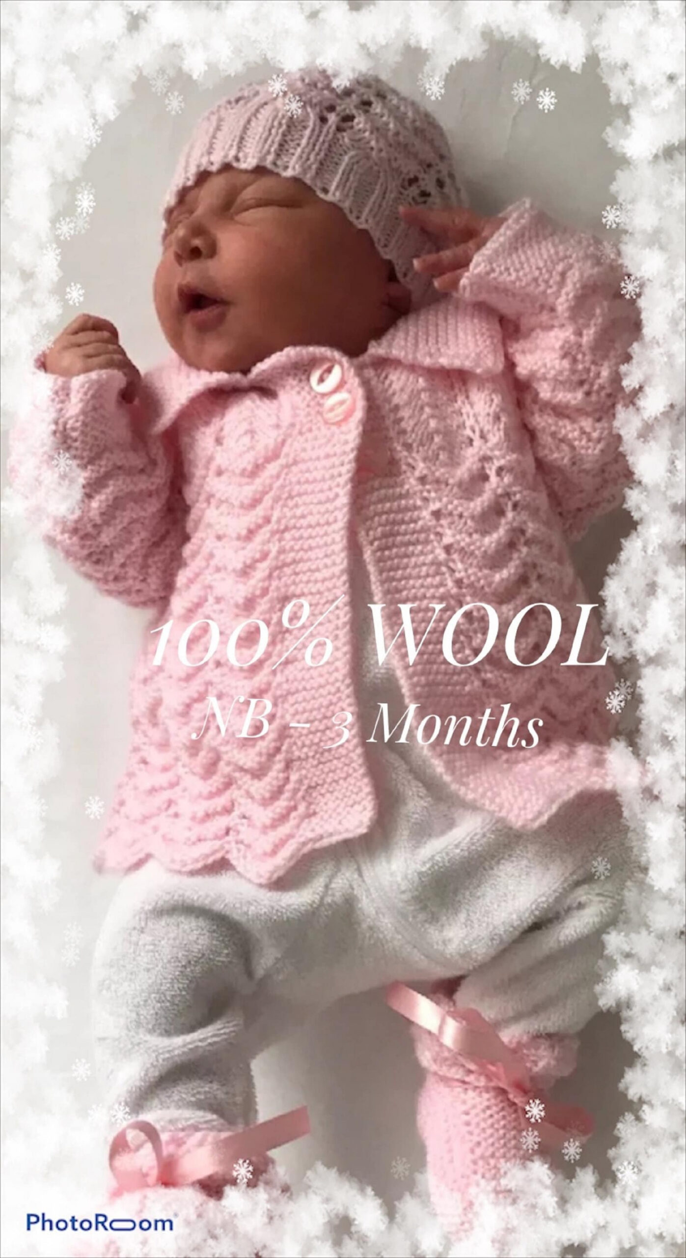 NEWBORN to  Months, Hand Knitted pce Set, % WOOL, coming home