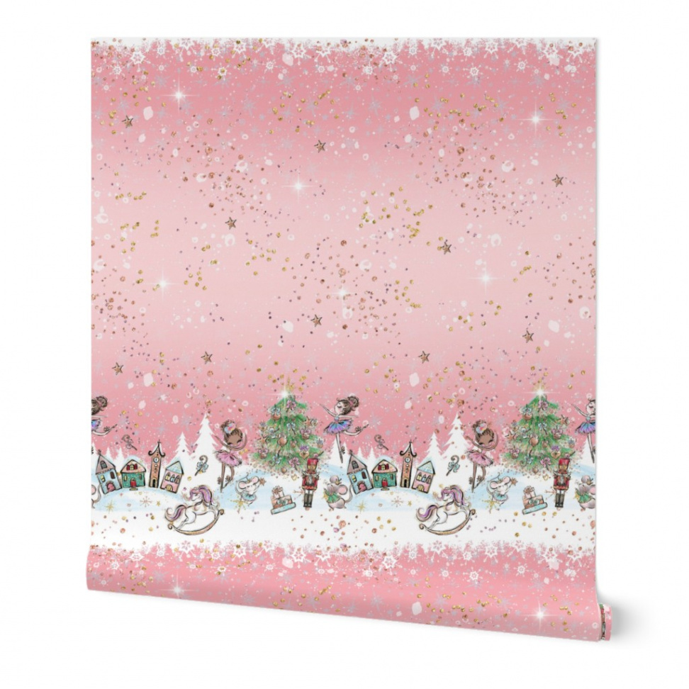 Nutcracker Ballet blush pink Christmas Wallpaper byparisbebe