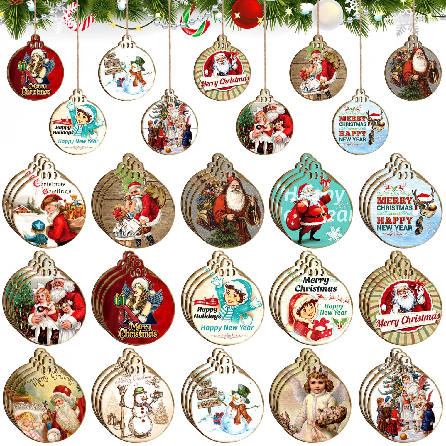 Pieces Christmas Wooden Ornaments Vintage Christmas Decorations  Victorian Style Christmas Tree Hanging Ornaments Victorian Home Decor Retro