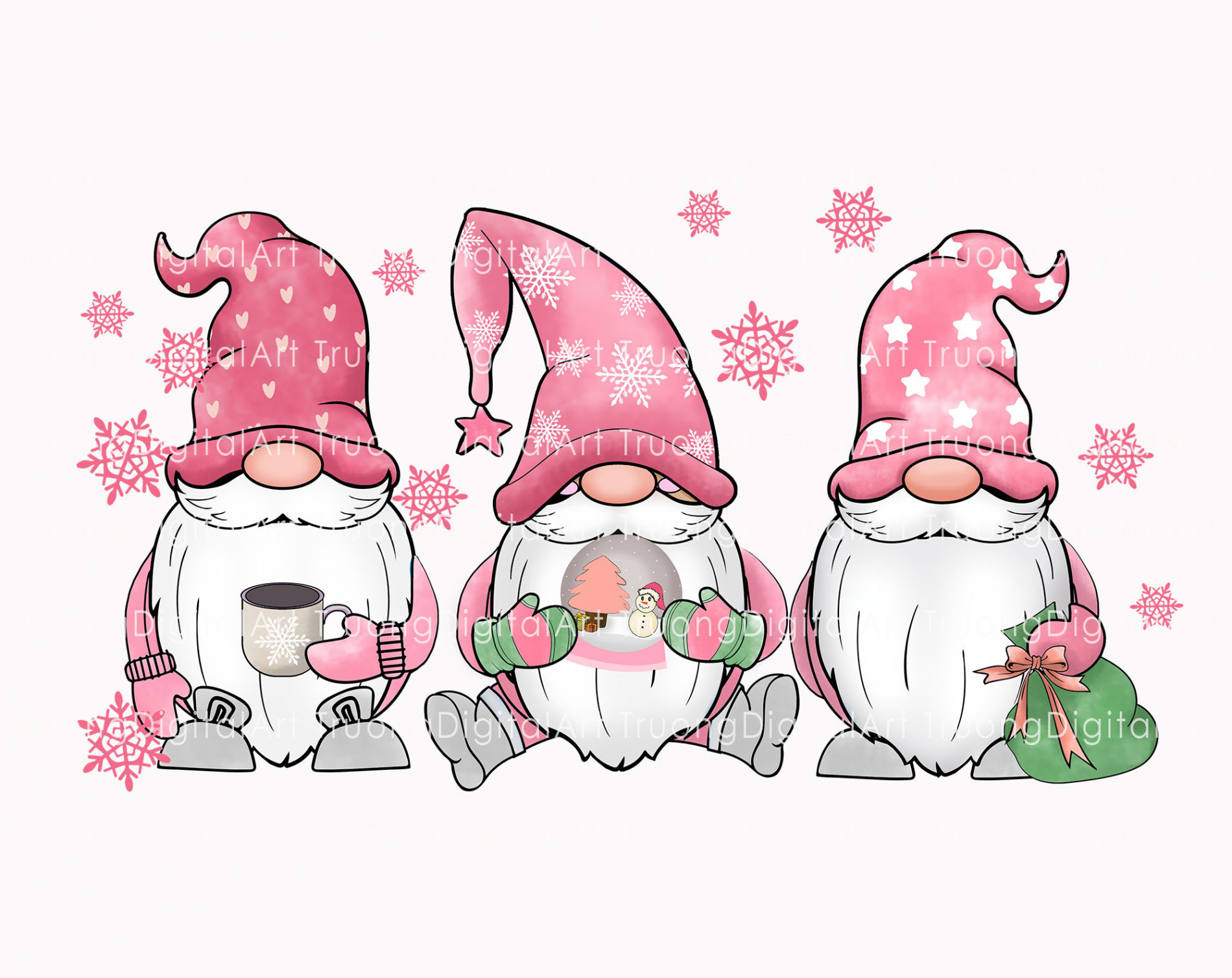 Pink Christmas Gnomes Png, Christmas Gnomes Png, Pink Gnomes Png