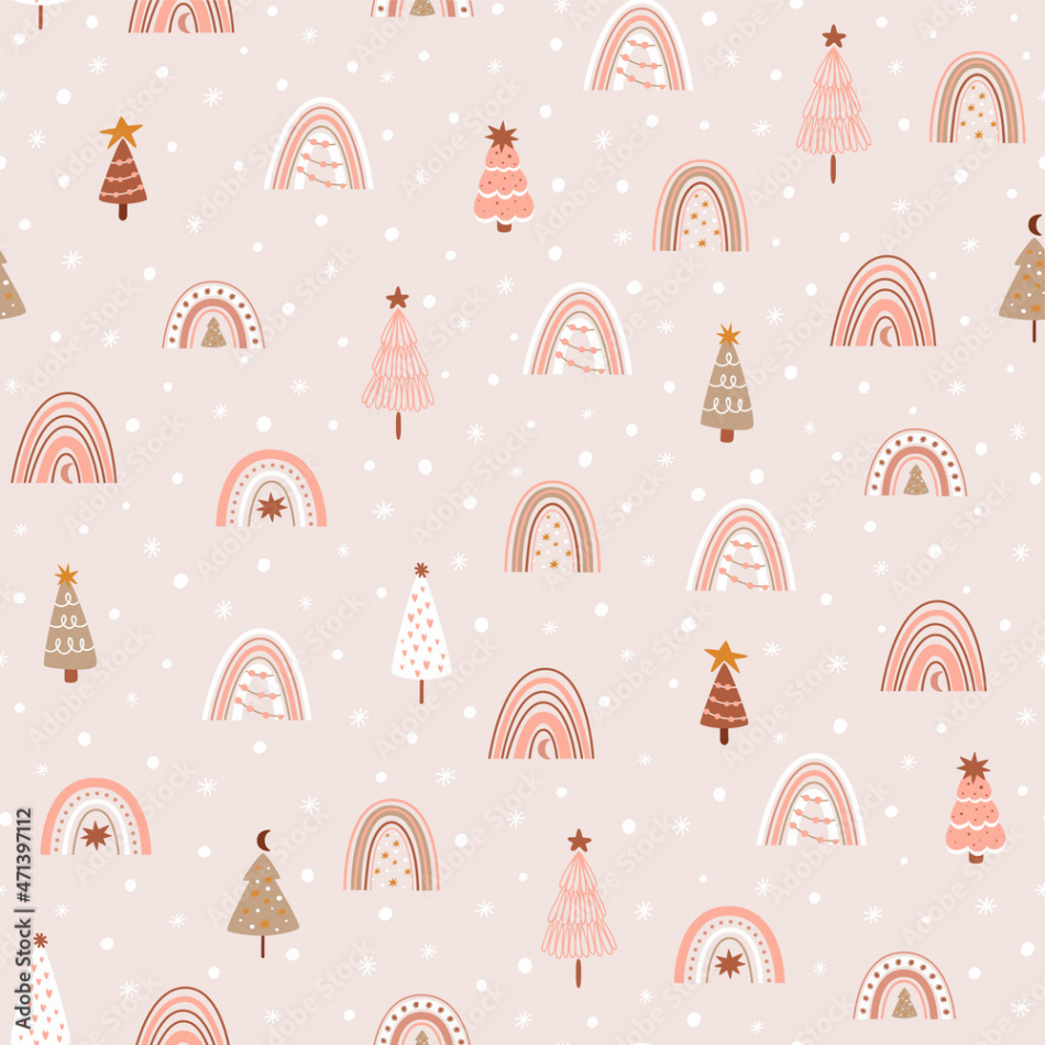 Pink christmas rainbows Christmas tree pattern