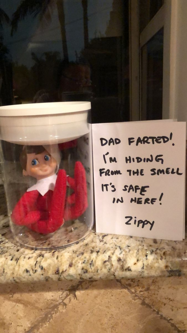 Playful Elf on the Shelf Moment - Dad