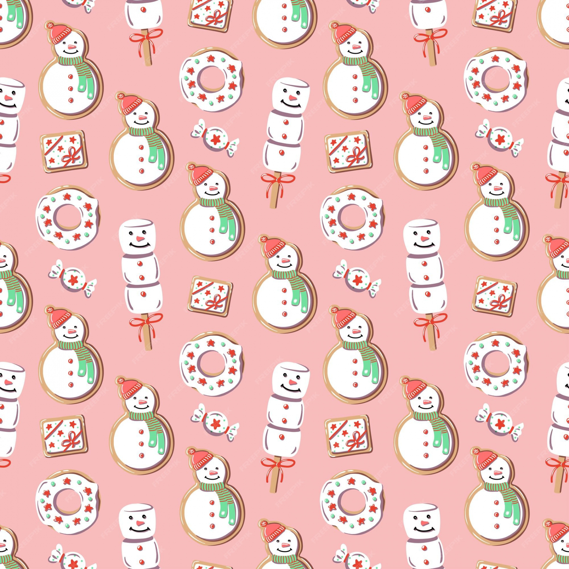 Premium Vector  Christmas pattern with snowman