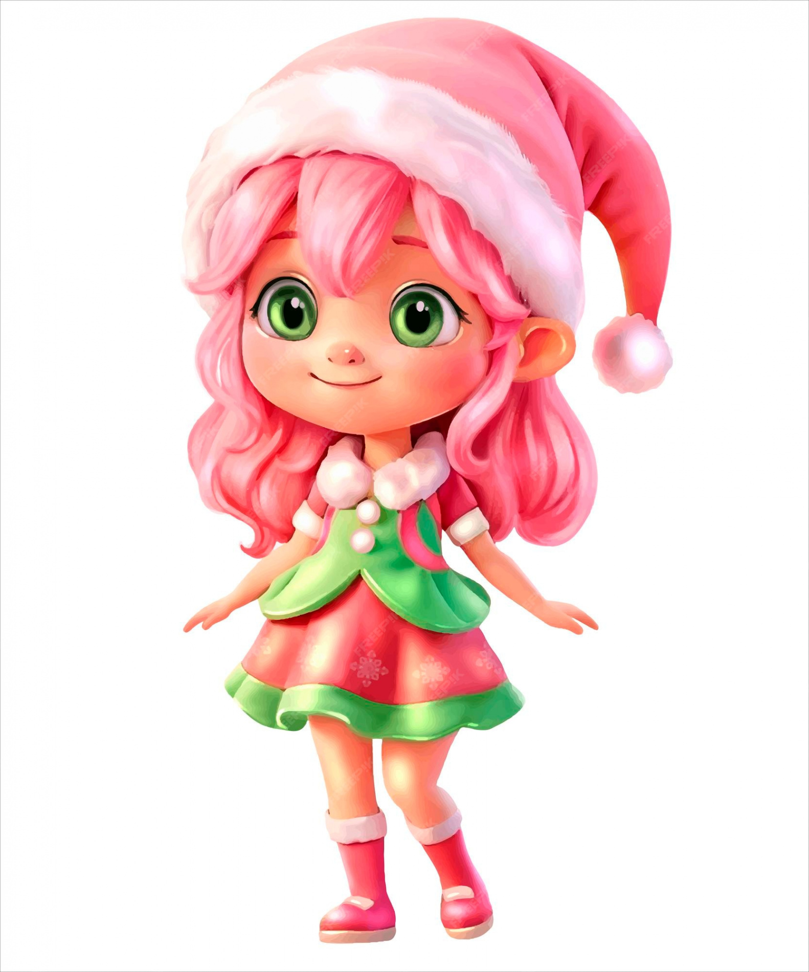 Premium Vector  Cute christmas pink elf d cartoon character