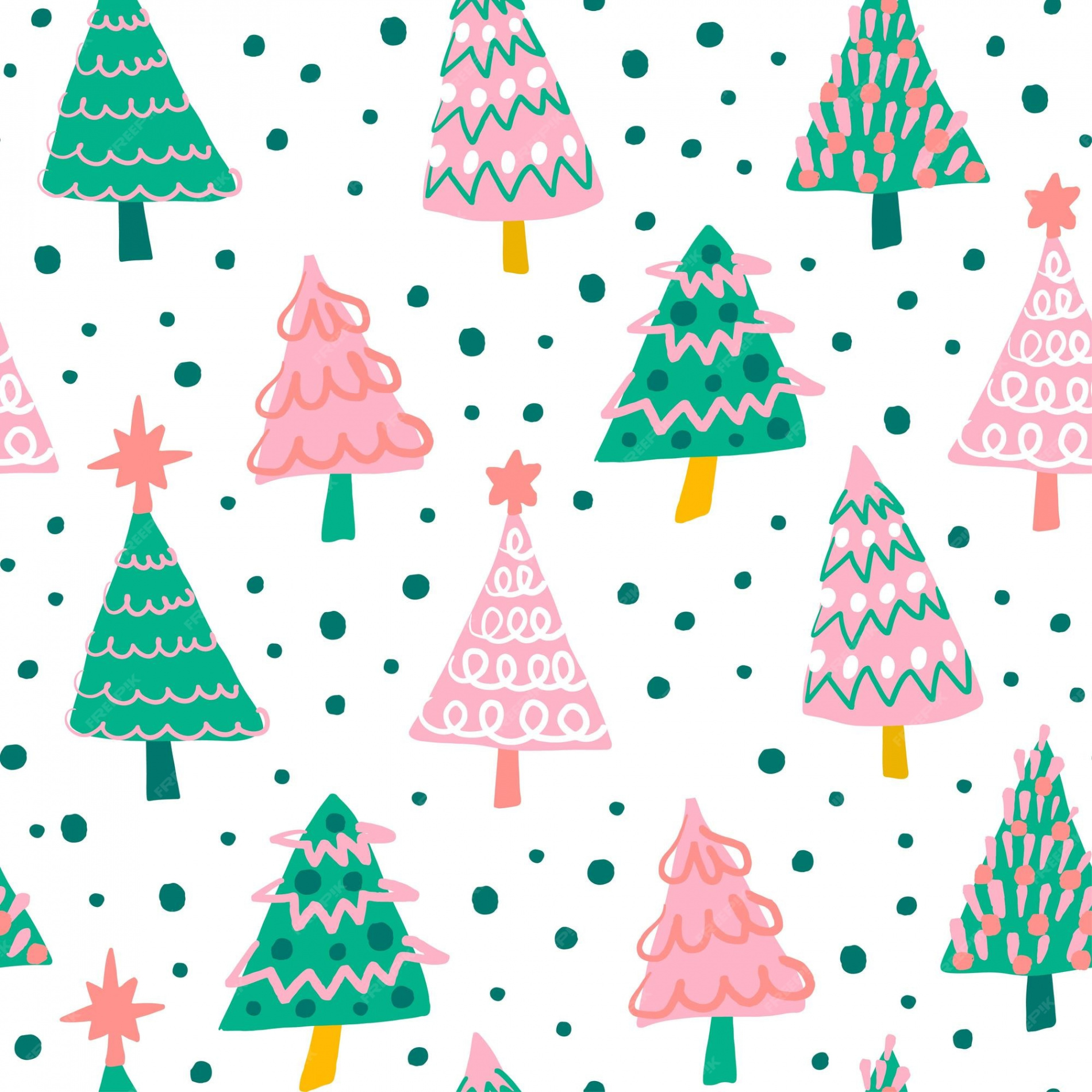Premium Vector  Cute pink and green christmas tree seamless