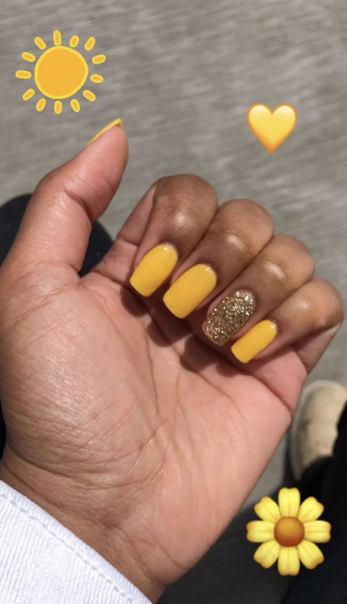 Sunflower yellow nails!  Sunflower nails, Golden nails designs
