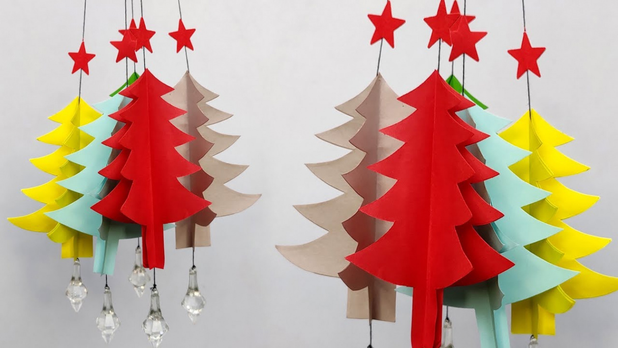 Unique and Easy Christmas Decorations Ideas, Paper Wall Hanging Christmas  Tree