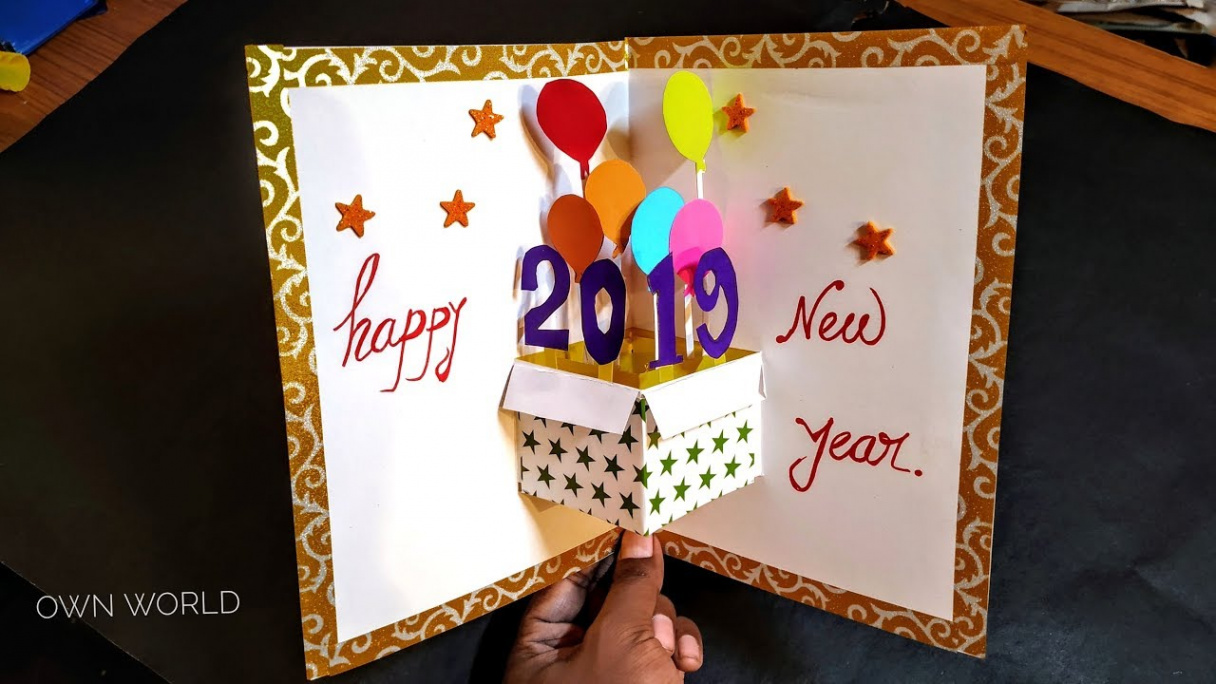 Very Easy ! New year pop up greeting cards - How to make New Year Card at  Home  Craft