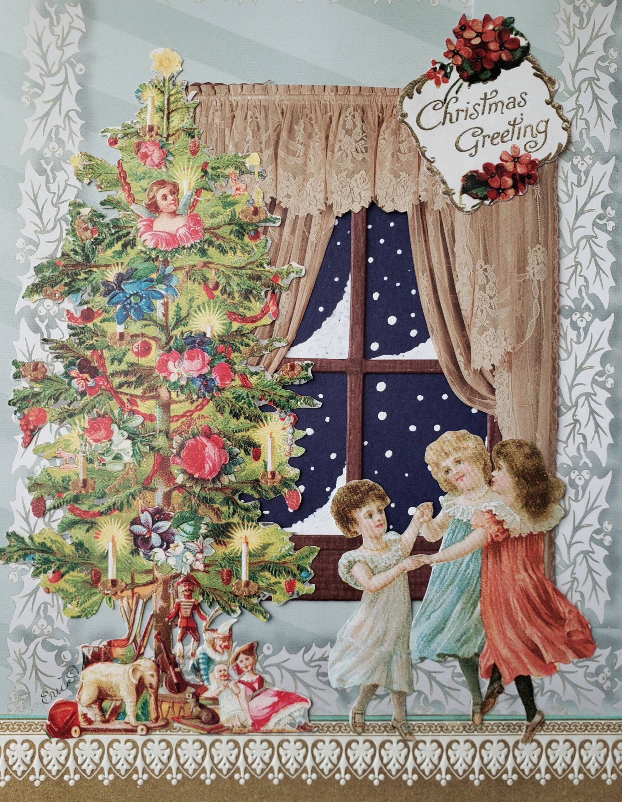 Victorian Christmas Card-Vintage card,victorian holiday card