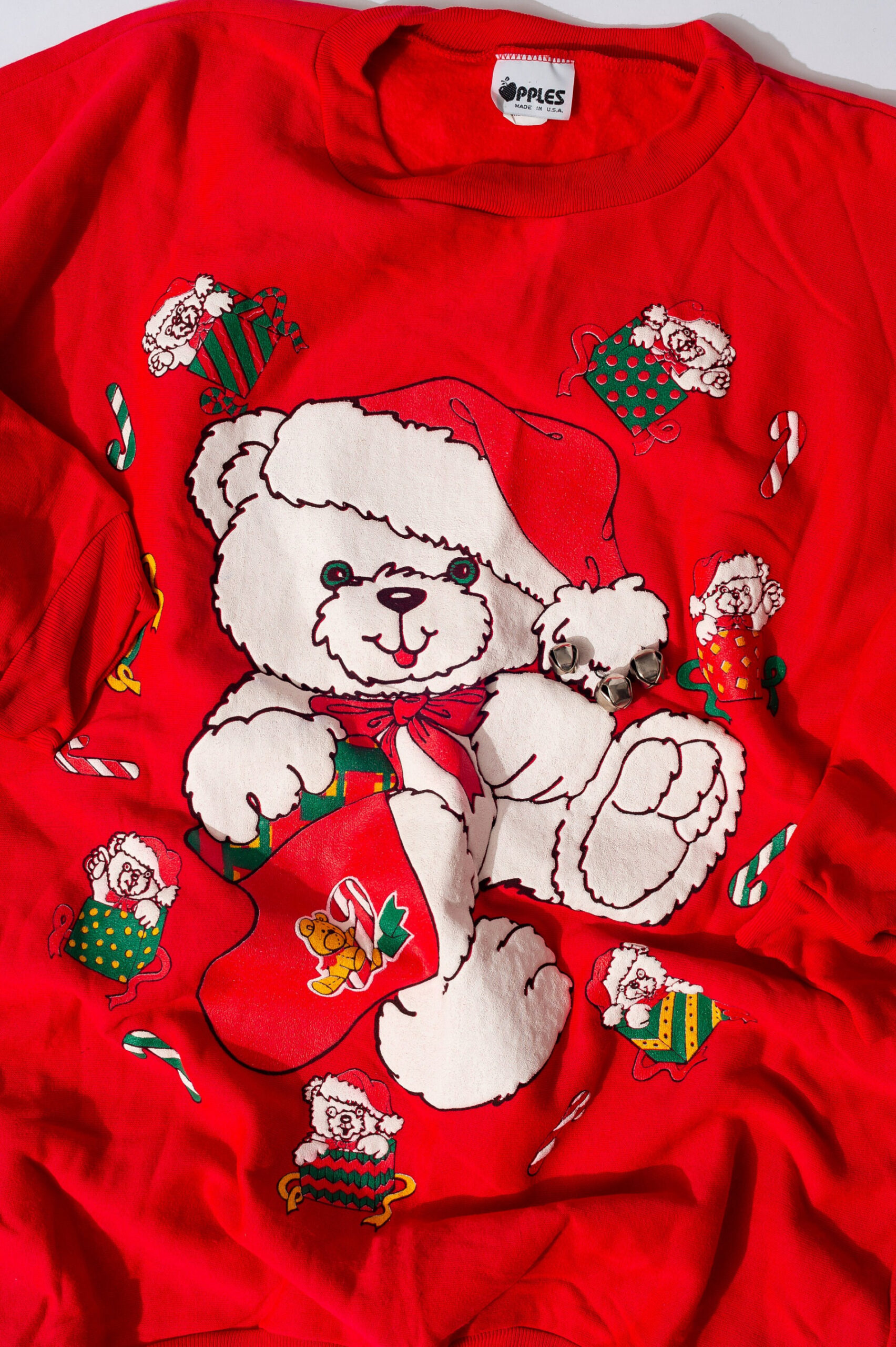 Vintage Äpfel Weihnachtsbär Sweatshirt Ugly Christmas Sweater