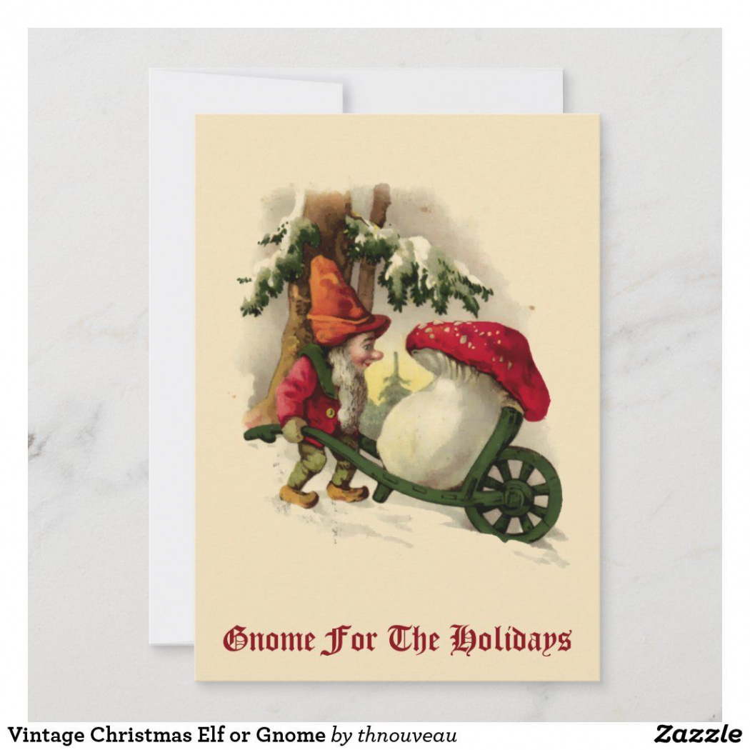 Vintage Christmas Elf or Gnome Holiday Card  Zazzle  Christmas