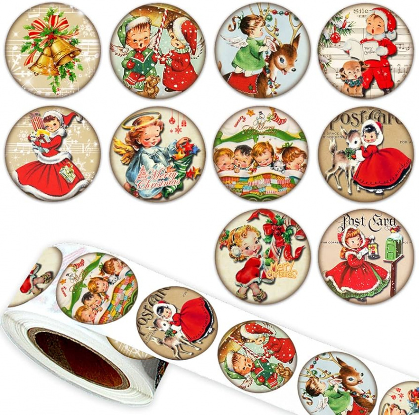Vintage Christmas Stickers,  Pieces Traditional Christmas