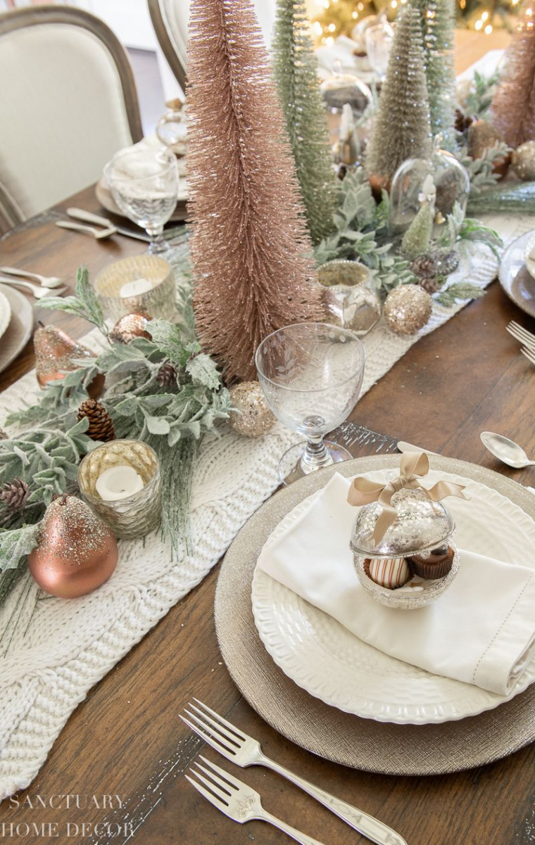 Vintage Christmas Table Setting - Sanctuary Home Decor  Pink