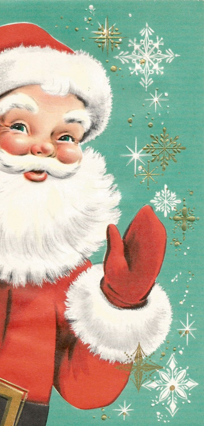 Vintage Retro Santa Claus Christmas Card Digital Download