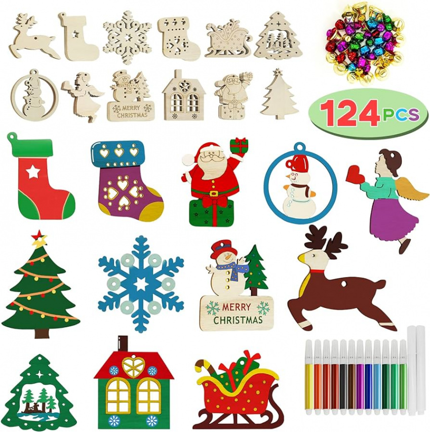 Wooden Christmas Crafts for Children,  Pieces, DIY Christmas