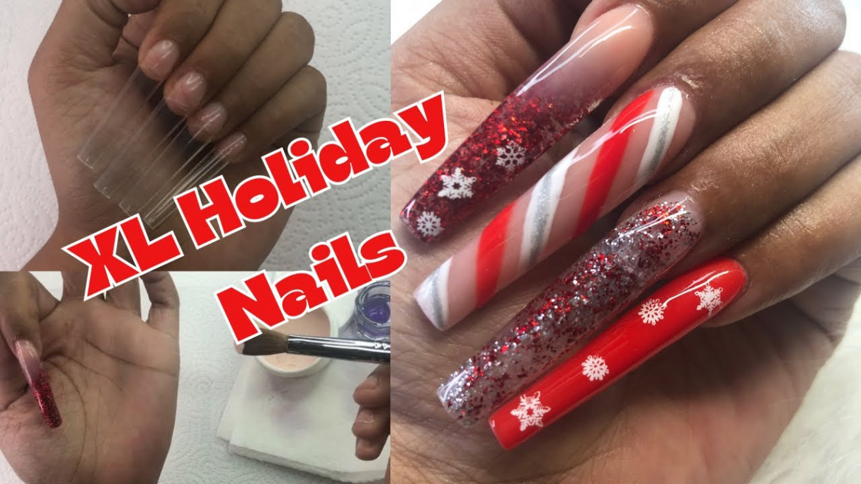 XL Holiday NailsXmas Nail ArtXL Acrylic Application