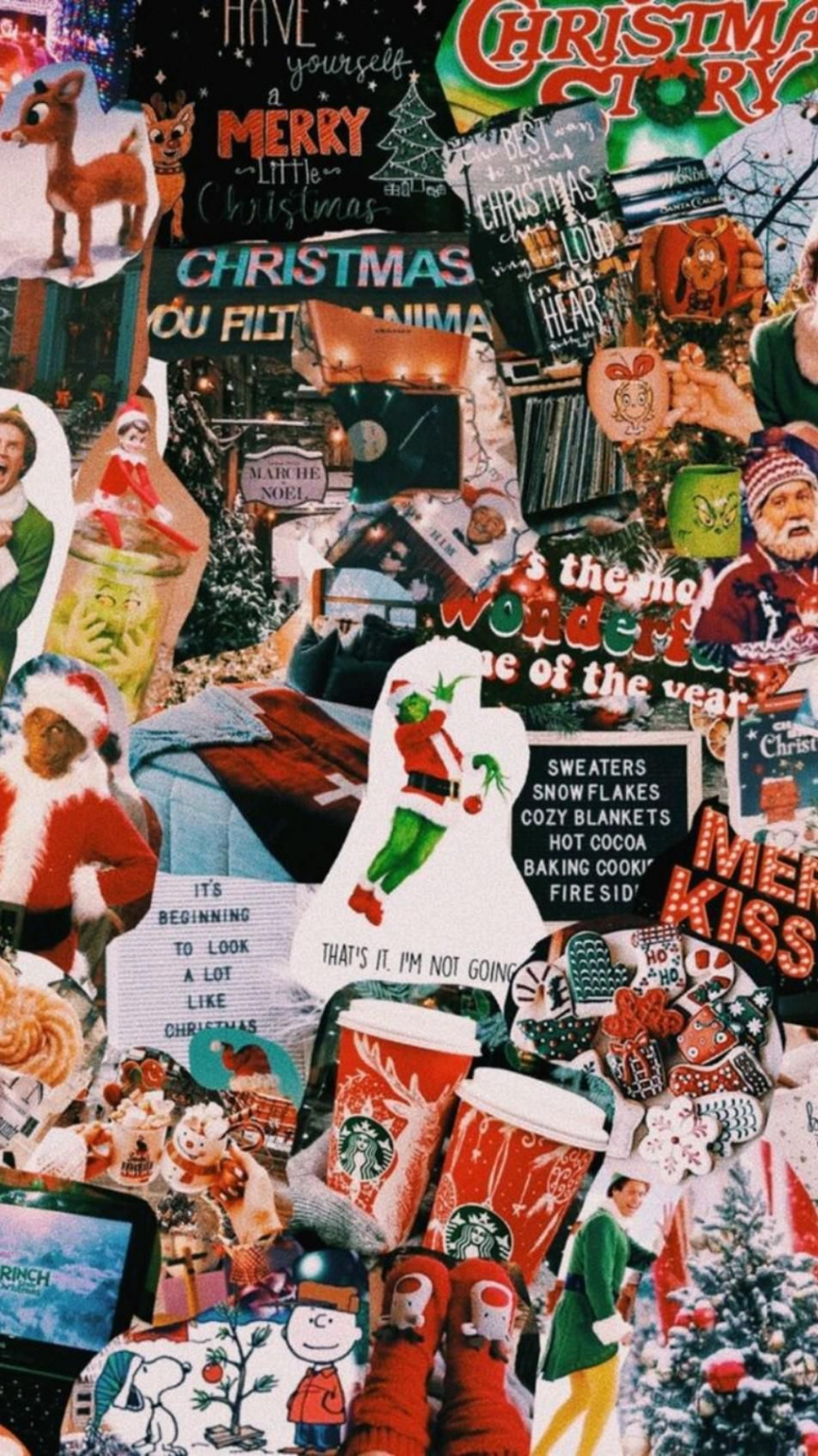 Xmas collage #wallpaper #iphonewallpaper #santa #noel #grinch
