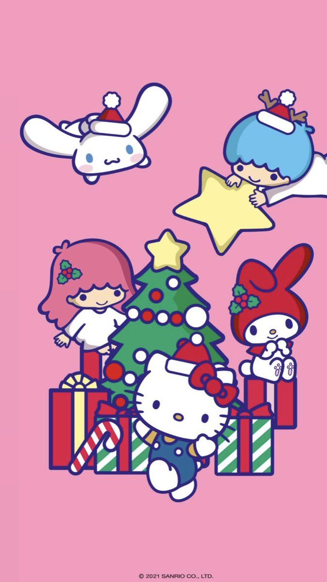 Sanrio Christmas Wallpaper Pink