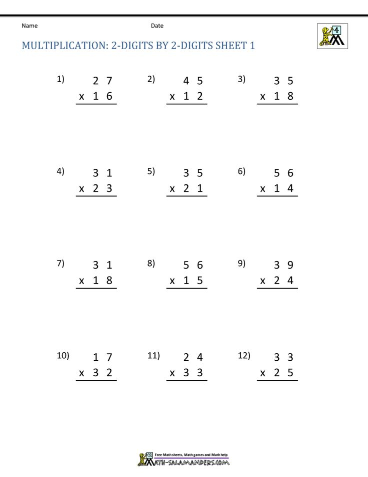 30 2 By 2 Multiplication