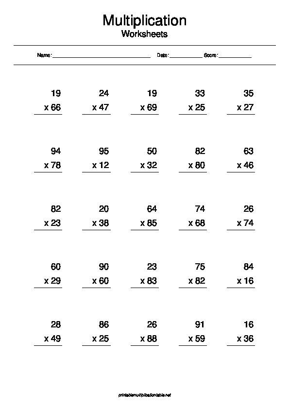 30 2 By 2 Multiplication