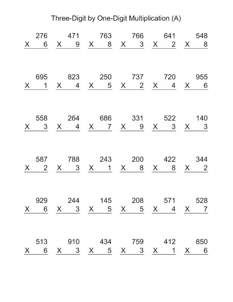 30 Grade 4 Multiplication Worksheets