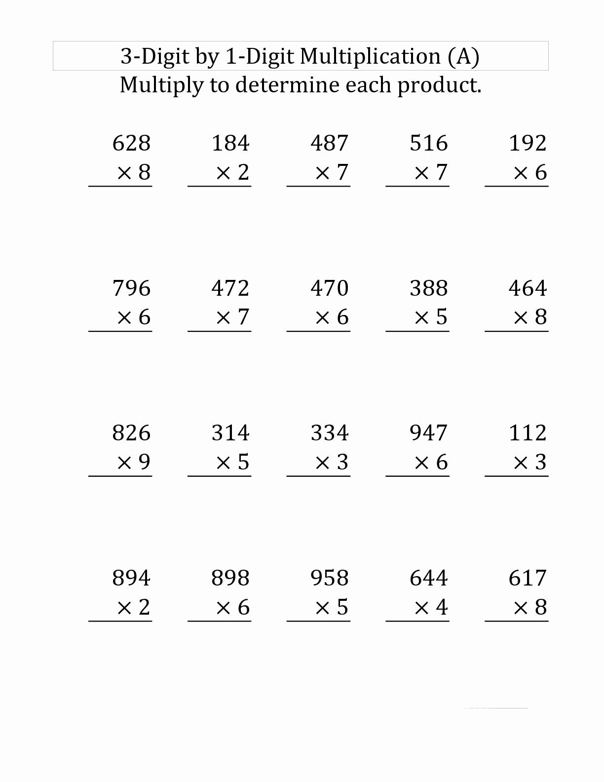 30 Grade 4 Multiplication Worksheets