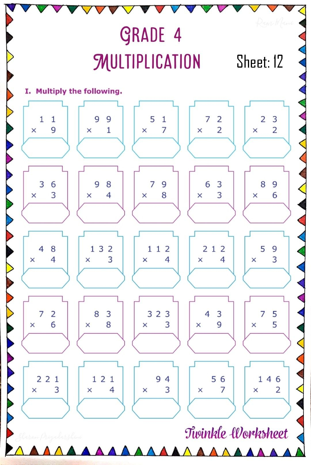 30 Grade 4 Multiplication Worksheets