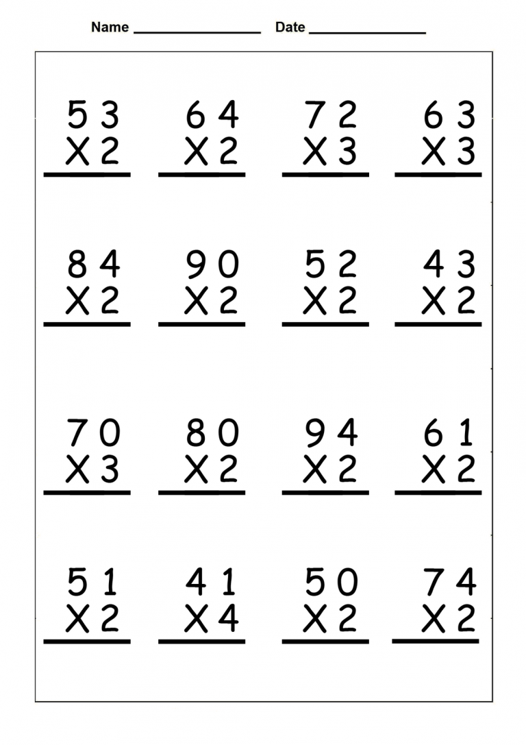 30 Grade 4 Multiplication Worksheets